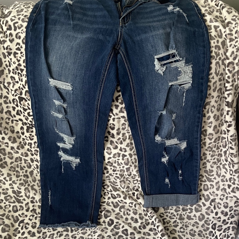 Cato Dark Blue Distressed Boyfriend Jeans